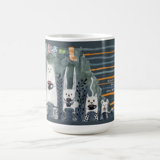 お茶と暖かい靴下ブルーマグカップ コーヒーマグカップ (中央)