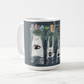 お茶と暖かい靴下ブルーマグカップ コーヒーマグカップ (正面左)