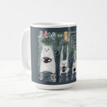 お茶と暖かい靴下ブルーマグカップ