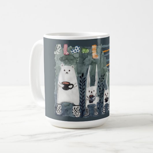 お茶と暖かい靴下ブルーマグカップ コーヒーマグカップ (正面左)