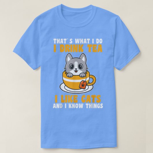 お茶と猫 Tシャツ (デザイン正面)