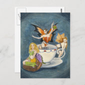 お茶と縁取りポストカード ポストカード (正面/裏面)