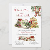 お茶と花嫁ヴィンテージクリスマスブライダルシャワー 招待状 (正面)