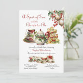 お茶と花嫁ヴィンテージクリスマスブライダルシャワー 招待状 (スタンド正面)