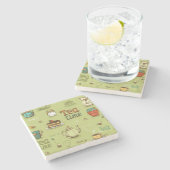 お茶と蜂蜜の時間を緑で ストーンコースター (横)