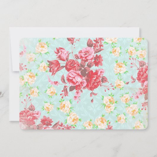 お茶のための紅茶パーティー女の子のフローラ誕生日 招待状 (裏面)