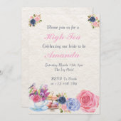 お茶のエレガントブライダルシャワーの招待 招待状 (正面/裏面)