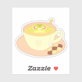 お茶のカップに入ったカエル シール