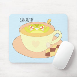 お茶のカップに入ったカエル マウスパッド