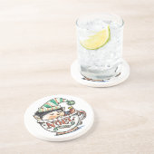 お茶のカップに眠る、かわいいマンガのクリスマス小妖精や小人|過去記事 コースター (側面)