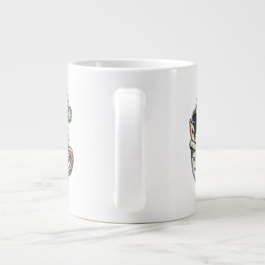 お茶のカップに眠る、かわいいマンガのクリスマス小妖精や小人|過去記事 ジャンボコーヒーマグカップ (裏面)