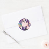 お茶のシールを貼る ラウンドシール (封筒)