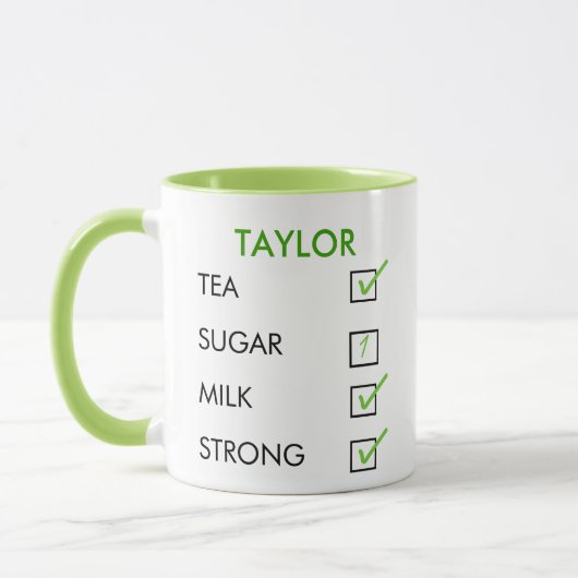 お茶のチェックボックスのマグパーソナライズされたの好み マグカップ (左)