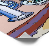 お茶のテーブルと花 ポスター (角)