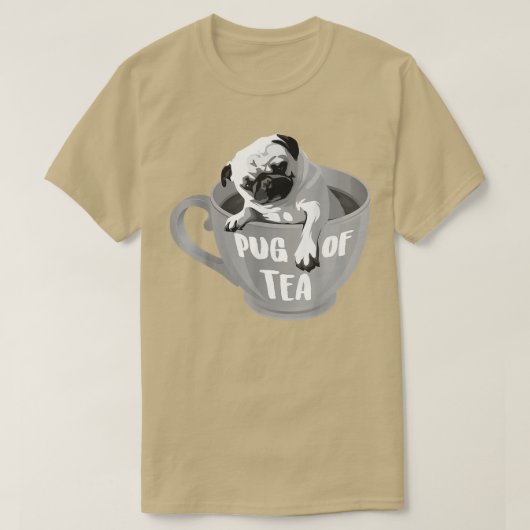 お茶のハーブカッコいい飲料の飲み物のおもしろいパグ Tシャツ (デザイン正面)