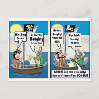 お茶のバッグの冗談。 ポストカード