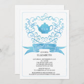 お茶のパーティーお洒落ブライダルシャワーへの招待 招待状 (正面/裏面)