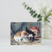 お茶のパーティーを持つ2匹 ポストカード (スタンド正面)