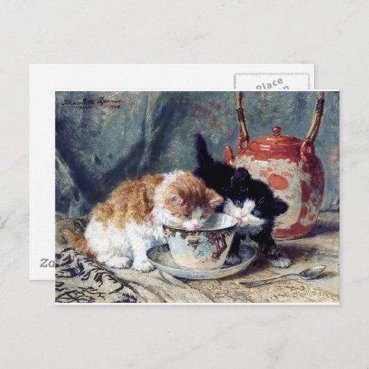 お茶のパーティーを持つ2匹 ポストカード (正面/裏面)