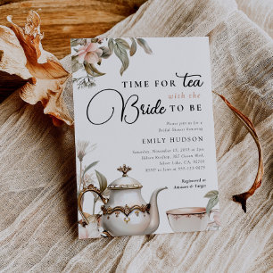 お茶のパーティーエレガントブライダルシャワーへの招待 招待状