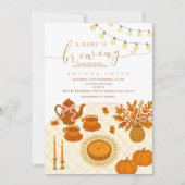 お茶のパーティー素朴愛は赤ちゃんシャワーを醸造している 招待状 (正面)