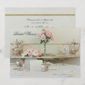 お茶のブライダルシャワーの招待 招待状 (正面/裏面)