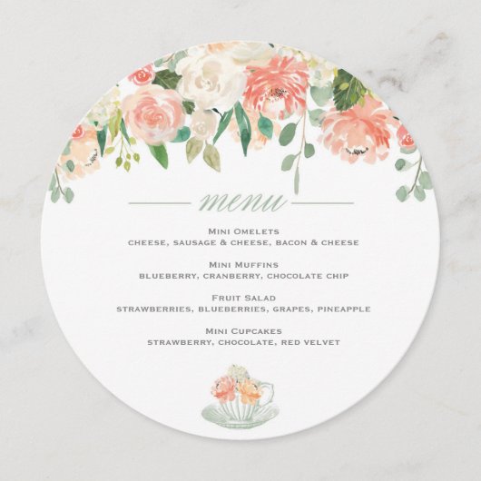 お茶のベイビーシャワーメニュー丸型 メニュー (正面)