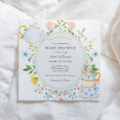 お茶のワイルドフラワーの赤ちゃんシャワーの時間 招待状