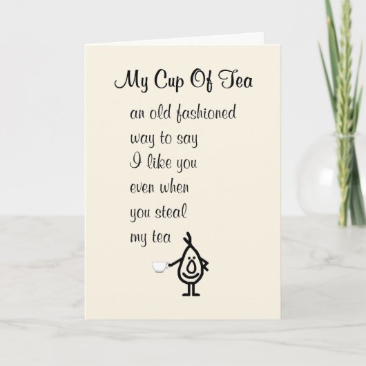 お茶の一杯おもしろいの考える詩 サンキューカード (正面)