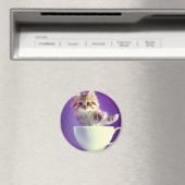 お茶の中で子猫をジャンプ – cat magnet マグネット (インサイチュ (食洗機))