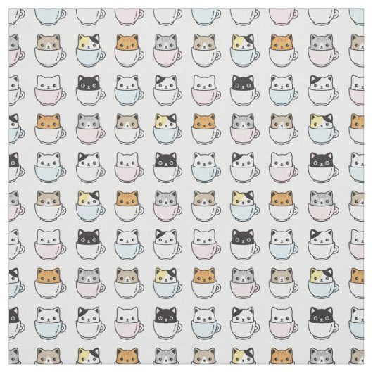 お茶の中の猫たち ファブリック (見本)