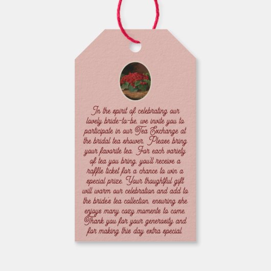 お茶の交換リクエストのエンクロージャカード – お茶のバッグの形状 ギフトタグ (裏面)