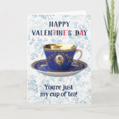 お茶の似合うバレンタイン クラシックなティーカップとレトロなデザイン シーズンカード (正面)