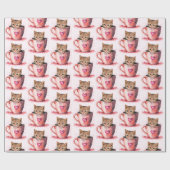 お茶の子が可愛いハート ラッピングペーパー (フラット)