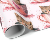 お茶の子が可愛いハート ラッピングペーパー (ロールコーナー)