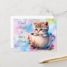 お茶の子ネコの水色カラフル猫