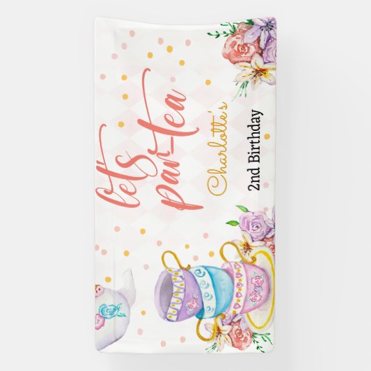 お茶の子供の誕生日 横断幕 (縦)