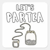 お茶の恋人ギフトパーティー女の子レッツパルティーギフト スクエアシール (正面)