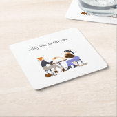 お茶の時間お茶のスローガンお友達の友情 スクエアペーパーコースター (アングル)