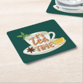 お茶の時間です スクエアペーパーコースター (アングル)