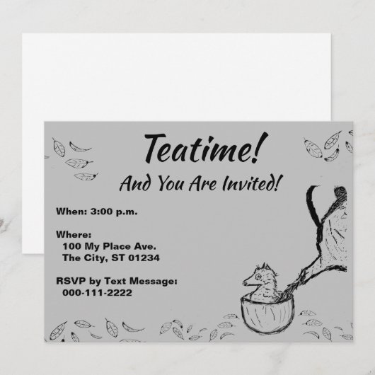 お茶の時間です! 招待状 (正面/裏面)