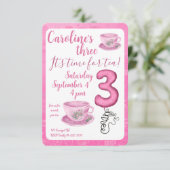 お茶の時間です 3歳の誕生日招待状 招待状 (スタンド正面)
