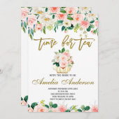 お茶の時間と花嫁のブライダルシャワー 招待状 (正面/裏面)