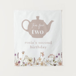 お茶の時間にぴったりな2歳の誕生日花柄 タペストリー