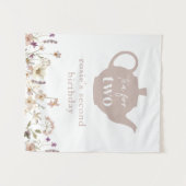 お茶の時間にぴったりな2歳の誕生日花柄 タペストリー (正面(横))