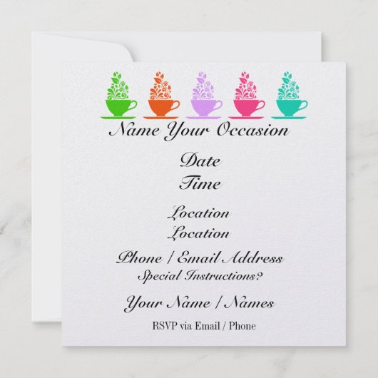 お茶の時間に耐えられないパーティの招待状 招待状 (裏面)