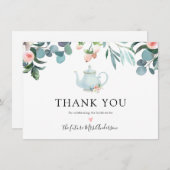 お茶の時間のブライズシャワー感謝メッセージ サンキューカード (正面/裏面)