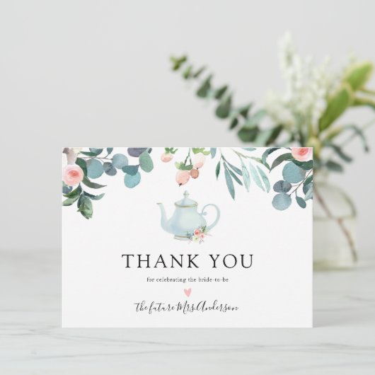 お茶の時間のブライズシャワー感謝メッセージ サンキューカード (スタンド正面)