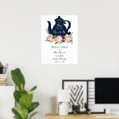 お茶の時間のベイビーシャワーの歓迎の看板 ポスター (ホームオフィス)