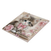 お茶の時間の子猫 タイル (側面)